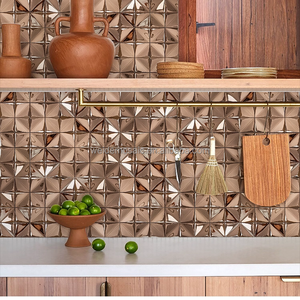 Carreaux de mosaïque en aluminium 3D couleur or champagne Foshan, autocollants, pour murs de salle de bain et crédences de cuisine de luxe - Product Image 3