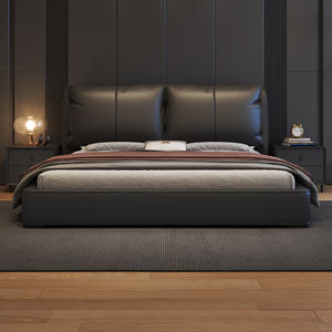 เตียงไม้สไตล์มินิมอลโมเดิร์นสุดหรูหุ้มเบาะ ขนาดคิงไซส์/ดับเบิ้ล พร้อมโครงเตียงนุ่มสบาย ชุดเตียงพร้อมที่เก็บของ ดีไซน์เรียบง่ายสำหรับคู่รัก - Product Image 4