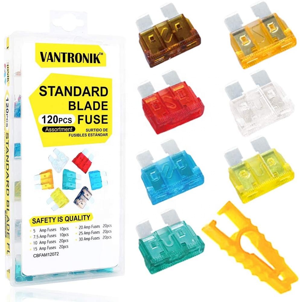 Стандартный автомобильный лопастной Предохранитель 120 шт. набор в ассортименте Сменный Набор ATC/ATO со съемником предохранителей