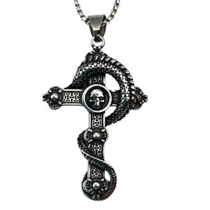 Stainless Steel <b>Cross</b> Gothic Pterosaur Necklace for <b>Men</b> Vintage Titanium Steel Dragon Skull Pendant Necklace Religious Jewelry - Product Image 6