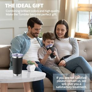 Gobelet isotherme de voyage 20oz à double paroi sous vide, en acier inoxydable, avec couvercle et paille, revêtement en poudre durable, vente en gros - Product Image 3