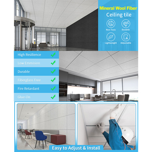 Pannello Acustico in Fibra Minerale con Grado di Protezione Antincendio Classe <span class=keywords><strong>A</strong></span> per Controsoffitti <span class=keywords><strong>a</strong></span> Sospensione con Profili <span class=keywords><strong>a</strong></span> T - Product Image 4