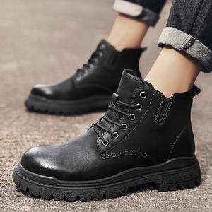Botas de vestir formales de caña alta con cordones y cremallera, de cuero negro suave y duradero, estilo plataforma 2026 - Product Image 2