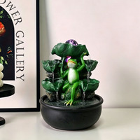 Fontaine d'intérieur en cascade pour bureau à domicile, statue de grenouille, fontaine de table avec boule de cristal, vente en gros