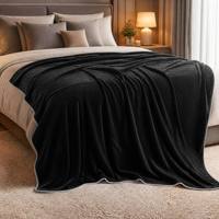 Luxuriöse Dreieckig Genähte Flanell-Decke Superweiche Schwarze Wurfdecke Dekorative Einfassung Gemütliche Plüsch-Bettdecke Modernes Zuhause
