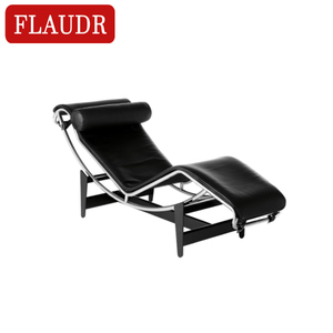Eigentijds Eenvoudig Europees Casual Puur Zwart Lederen Oppervlak En Metalen Poten Huishoudelijke <span class=keywords><strong>Chaise</strong></span> Longue - Product Image 1