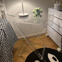 Table basse pliante en acrylique transparente au design moderne de style farmhouse pour la maison, le salon, les meubles