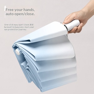 Three-fold <b>Automatic</b> Open-close Gradient Sun <b>Umbrella</b> Sunscreen UV protection Dual-purpose Black Rubber Men's Sunshade logo - Product Image 1
