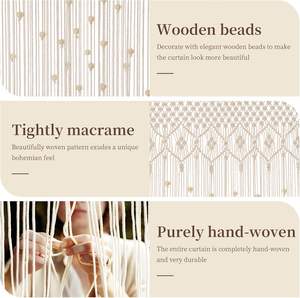 Tenda a Fili Boho <span class=keywords><strong>in</strong></span> Macramè <span class=keywords><strong>con</strong></span> <span class=keywords><strong>Perline</strong></span> per Porta e Armadio, <span class=keywords><strong>con</strong></span> Perle <span class=keywords><strong>in</strong></span> <span class=keywords><strong>Legno</strong></span> per Camera da Letto, Soggiorno e Bagno - Product Image 3