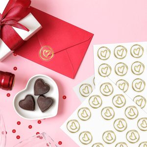 Heart Shape Gold Foil Seals For <b>Wedding</b> Gift Decorations Diy <b>Stickers</b> Circle Pattern Plastic Hot Fix Labels - Product Image 1