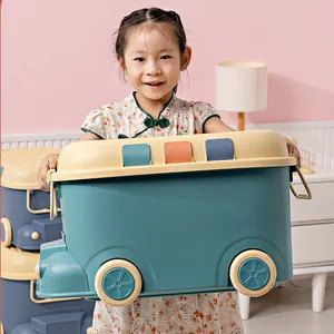 Caja de <span class=keywords><strong>Juguetes</strong></span> <span class=keywords><strong>para</strong></span> Niños con Forma de Coche de Dibujos Animados, con Tapa de Bloques de Construcción, Organizador de Plástico PP de Gran Capacidad con Ruedas - Product Image 5