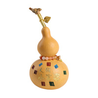 Ensemble de porte-clés en gourde naturelle peinte à la main, imitation antique, fait main, pendentif porte-bonheur chinois Fu Lu, breloque de sac en forme de calebasse