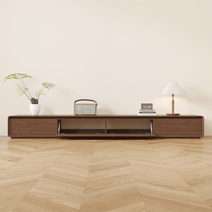 Meuble TV moderne en bois avec rangement, meuble de salon sur pied, design simple, idéal pour petit appartement - Product Image 4