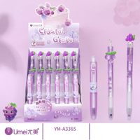 Ensemble de stylos gel effaçables en plastique Umei Grape Juice Design, encre bleue, écriture fluide, sans saut de trait, pour usage quotidien des étudiants, outil fiable