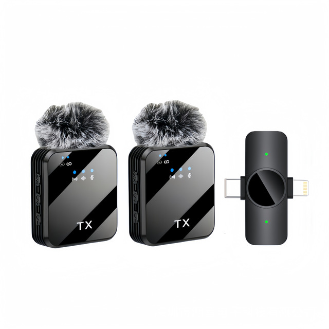 3in 1 Cardioid Polar Noise Reduction Clip on Collar Wireless Microphone for Live Shooting