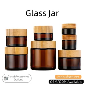 Tarro de Crema de Vidrio Esmerilado Transparente Ámbar con Tapa, Tamaños de 5g a 150g, Envase Vacío de Plástico con Estampado Dorado y Serigrafía para Productos Cosméticos y Cremas para Ojos - Product Image 1
