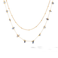 Collier ras du cou Bingxin Jewelry, perles de pierres naturelles bohèmes, plaqué or, acier inoxydable, double couche