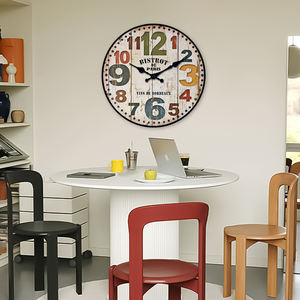 <span class=keywords><strong>Horloge</strong></span> murale ronde vintage personnalisable « Bistrot de <span class=keywords><strong>Paris</strong></span> » – Design coloré avec chiffres pour la décoration intérieure, salon, cuisine - Product Image 1