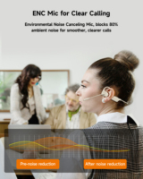 Écouteurs sportifs sans fil ESON Open Ear V5.3 avec indicateur de batterie LED, étanchéité IPX5, suppression du bruit ENC et ajustement personnalisé