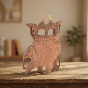 Estatua de Elefante de Madera Marrón Hecha a Mano, Decoración para el Hogar, Artesanía India, Estilo Shabby Chic, Pieza Decorativa, Regalo - Product Image 3