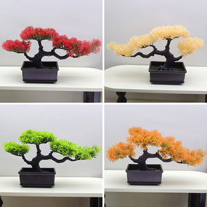 Seizoen Mini Kunstmatige <span class=keywords><strong>Bonsai</strong></span> Groene Pijnboom Plastic Potten Thuis Kantoortafel Decor Bruiloft Thanksgiving Modern Luxe Design - Product Image 2