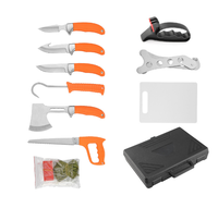 Ensemble de couteaux de chasse à lame fixe, manche en plastique camouflage, kit de préparation de gibier en plein air, processeur de gibier portable, service OEM