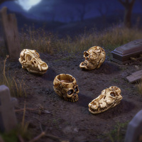 Miniatur Halloween Dekorasi Meja Lanskap Mikro Ornamen Kerajinan Terarium Liburan Seram Figur Tengkorak Resin Mini