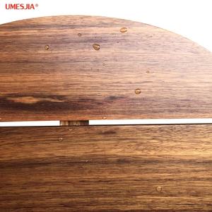 Tavolo da pranzo in teak da giardino e Patio da esterno e tavolo rotondo con base in acciaio inossidabile Color ottone <span class=keywords><strong>nero</strong></span> scuro 90cm - Product Image 6