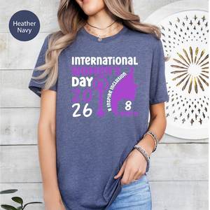 T-shirt Donna per la Giornata Internazionale della Donna 2026, Stampa Viola, Casual, Girocollo, Manica Corta, 100% Cotone Jersey, Primavera Estate - Product Image 3
