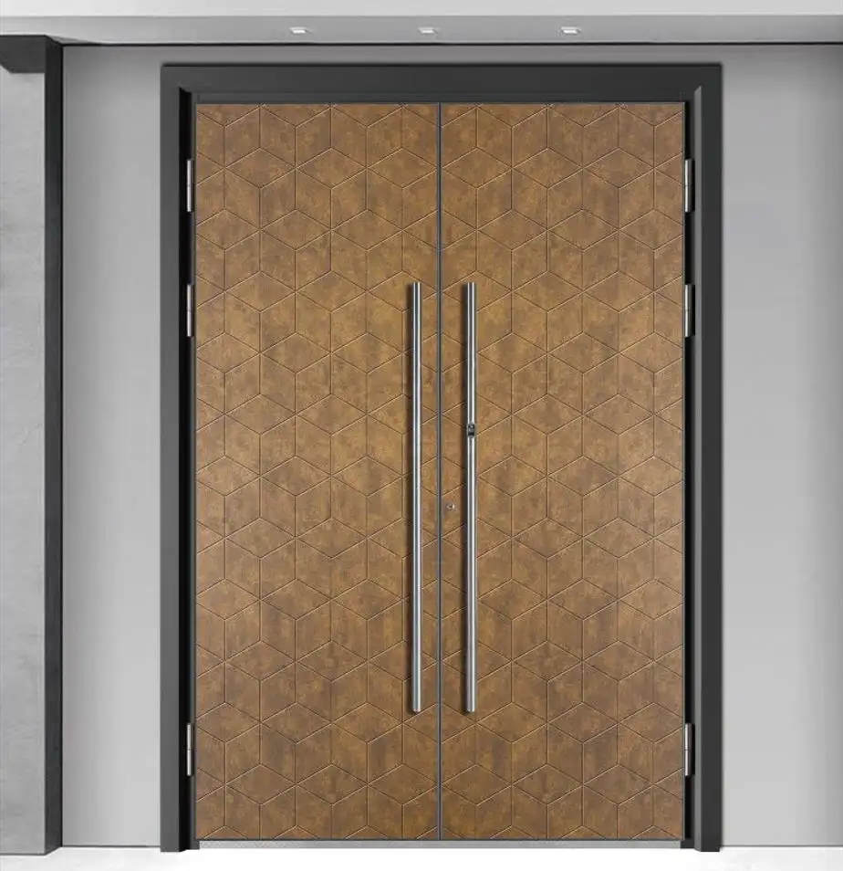 Lüks alüminyum özelleştirme güvenlik ön menteşeli kapılar dış pivot dökme zırhlı giriş kapısı konut metal giriş kapısı