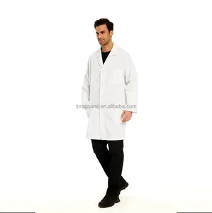100% algodón Dust Doctor Medical Labcoat resistente al ácido blanco azul bata de laboratorio