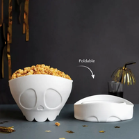 Cadeau d'Halloween : Moule à Popcorn en Silicone en Forme de Crâne pour Micro-ondes, Bols à Popcorn Pliables, Cadeau Idéal pour la Décoration de Fêtes à Domicile