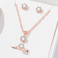 Conjunto de Collar, Aretes y Anillo de Aleación con Incrustaciones de Circonio, Estilo Punk, de Alta Gama y Lujo Ligero, Accesorios Diarios para Mujer, Gran Venta