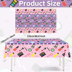 Makeup Themed <b>Tablecloth</b> 220x130cm <b>Rectangle</b> Digital Printing Valentine's Day Party Decorations Plastic Paper Material - Product Image 1