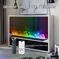 Cheminée électrique à vapeur d'eau 3D de luxe avec insert en acier de 1200 mm, 7 couleurs de flamme, contrôle par application, multimédia Bluetooth