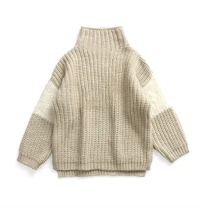 Großhandel Winter neues Design Mode Kinder lange Ärmel weichen Stoff gestrickt Roll kragen pullover