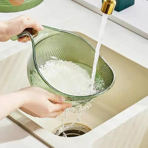 Bol de drainage multifonctionnel en plastique 2024 avec poignée, panier de drainage transparent pour cuisine, riz, fruits, légumes, nouilles - Product Image 2