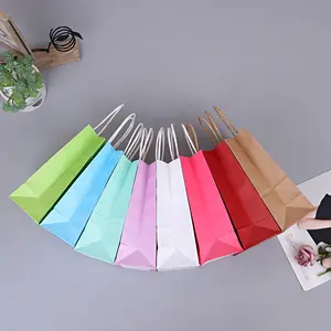 Colored Kraft Paper Bag Gift Handbag Clothing Shopping Paper Bag Take-out Bag Wholesale