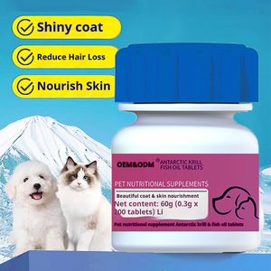 Comprimés d'huile <span class=keywords><strong>de</strong></span> krill antarctique <span class=keywords><strong>pour</strong></span> animaux <span class=keywords><strong>de</strong></span> compagnie – Supplément Oméga <span class=keywords><strong>pour</strong></span> chat et <span class=keywords><strong>chien</strong></span> – Brillance du pelage, réduction <span class=keywords><strong>de</strong></span> la <span class=keywords><strong>perte</strong></span> <span class=keywords><strong>de</strong></span> poils, nutrition cutanée, collagène - Product Image 1