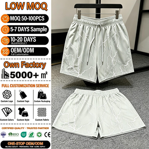 Shorts de basketball pour hommes à séchage rapide en polyester avec imprimé éclair, taille élastique à cordon de serrage, taille mi-haute, style streetwear décontracté - Product Image 1