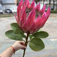 Kain Sutra Buatan Sentuhan Alami Bunga Protea Raja untuk Dekorasi Meja Rumah, Hotel, dan Rangkaian Bunga Pernikahan