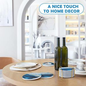 Sous-verres en céramique à bords surélevés - Sous-verres en céramique Yuhe en marbre personnalisés pour le café, le thé et les boissons - Product Image 4