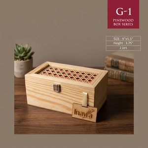 handcrafted Pinewood Storage Box G-1 9x5.5 Inch With 2 Jars Handmade Souvenir <b>Gift</b> Box for special occasion - Product Image 1