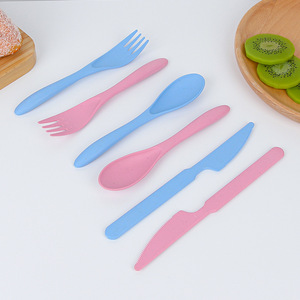 Juego de Cubiertos Portátil Ecológico Reutilizable de 3 Piezas, Cuchillo, Tenedor y Cuchara de Paja de Trigo y PP para Viajes, Escuela, Oficina, Campamento y Picnic - Product Image 2
