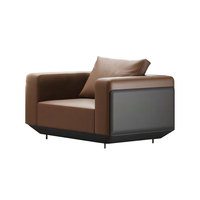 Canapé de restaurant demi-circulaire en cuir PU couleur café, mobilier moderne Liyu Furniture, en vente