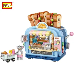 洛兹儿童塑料迷你积木玩具，对学龄前的冰淇淋店和面包店