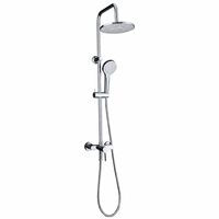 Ensemble de douche pluie rond chromé poli de luxe avec mitigeur en laiton, fixation murale, douchette à main et barre coulissante, design contemporain