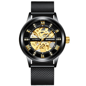 Montre mécanique pour homme de luxe, chronographe en acier inoxydable serti de diamants, luminescente, étanche 3ATM, 40 mm - Product Image 6