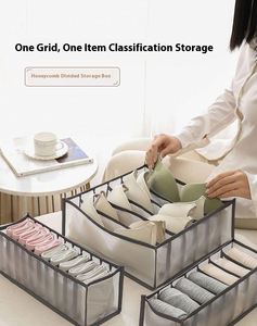 3-Layer Mesh Clothing Organizer <b>Storage</b> <b>Box</b> <b>Folding</b> Design 5-10kg Load Capacity Sustainable 100% Cotton for Underwear Bras Jeans - Product Image 4