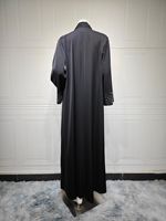 Robe Abaya Noire Perlée de Luxe pour Femme 2026 Dubaï, Cardigan Modeste Arabe Musulman pour Ramadan, Manteau Islamique Tendance Turquie, Robe Unie